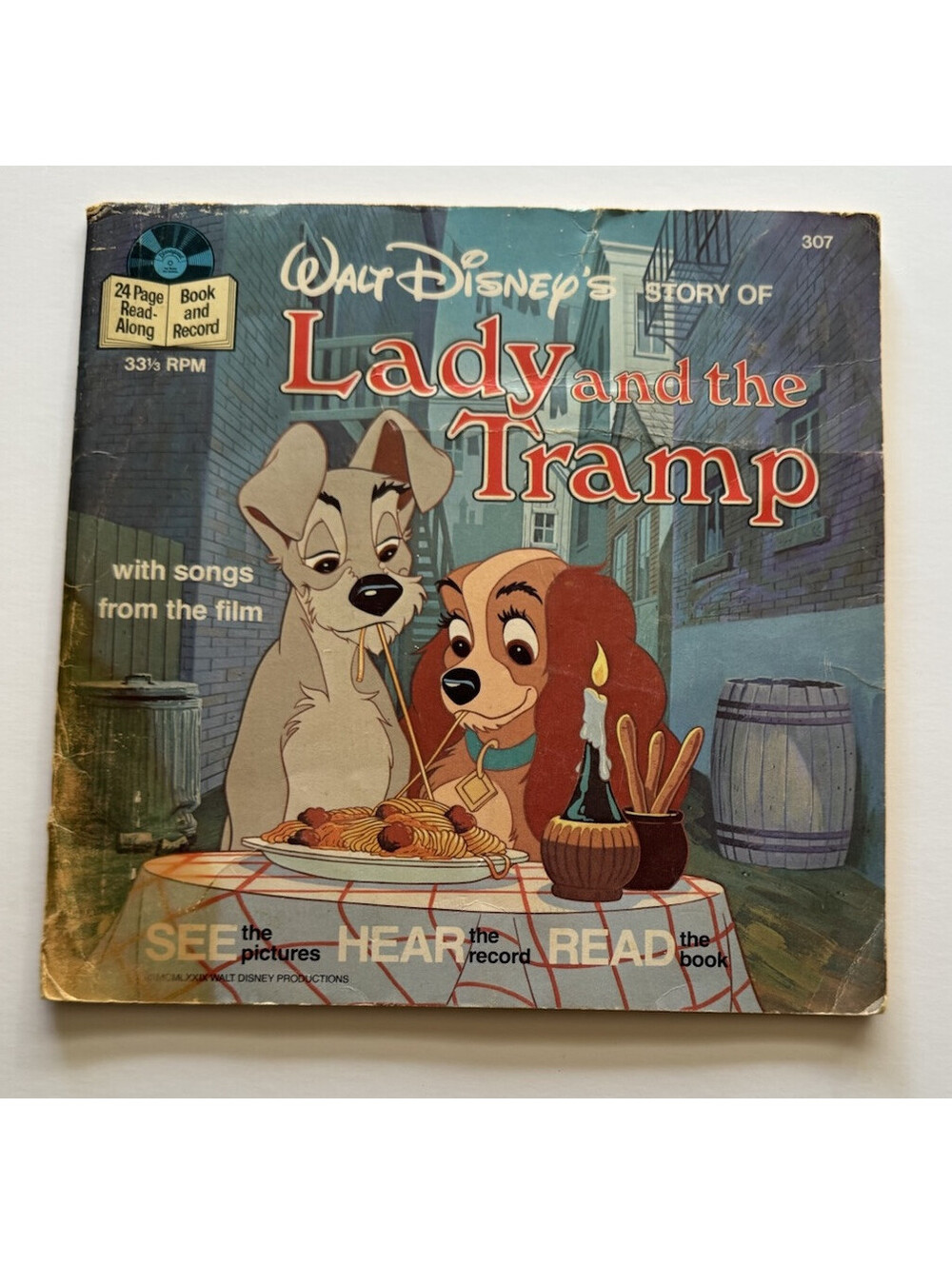 Lady and the Tramp Book and Record See Hear Read Vintage Walt Disney